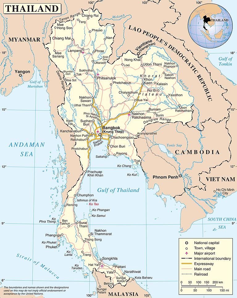 Karta över Thailand